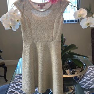 Girls gold and off white dress